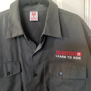 Burton Snowboarding Learn To Ride Mens Button Up Short Sleeve Work Shirt